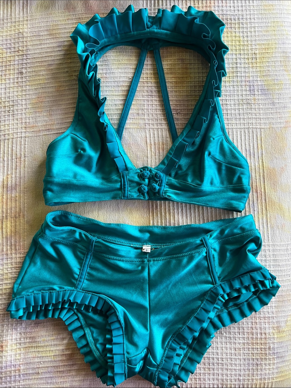 Turquoise Ruffled Bikini Set - Women Swim Bikinis